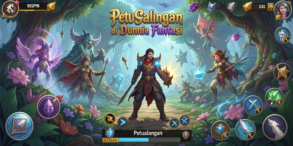 Antarmuka 98SPIN yang menarik dan penuh warna.