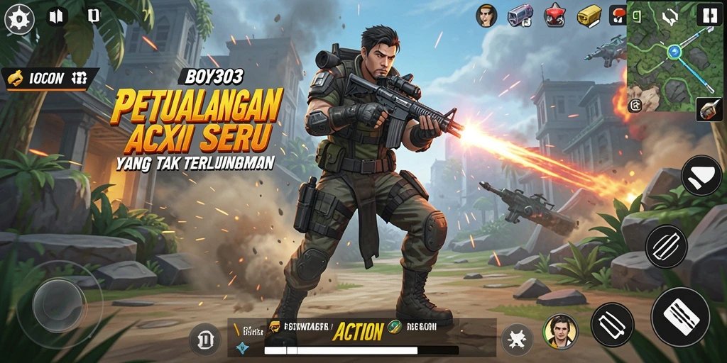Screenshot menampilkan karakter aksi dalam pertempuran dramatis.