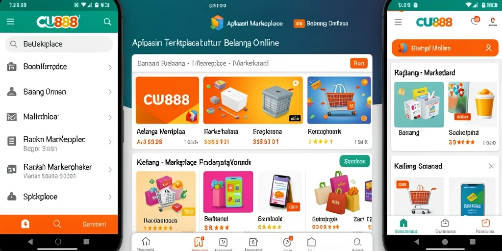 Tampilan antarmuka CU888 dengan berbagai produk Marketplace yang tersedia.