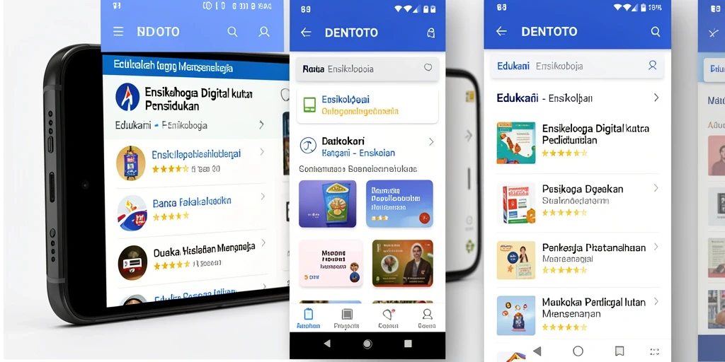 Antarmuka aplikasi DENTOTO menampilkan berbagai informasi ensiklopedia dengan menarik.