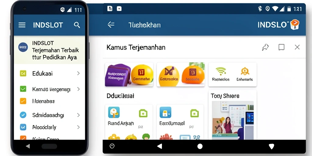 Tampilan antarmuka pengguna aplikasi Kamus Terjemahan INDSLOT.