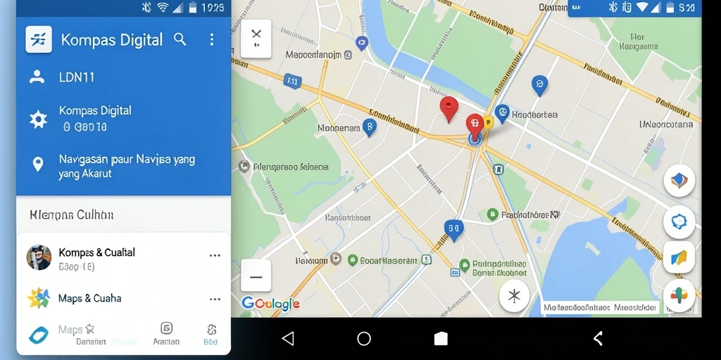 Antarmuka aplikasi LDN11 yang menampilkan fungsi Kompas Digital.