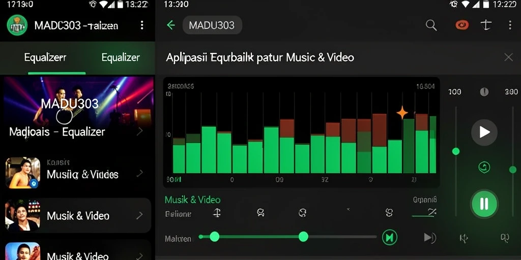 Screenshot antarmuka MADU303 yang menunjukkan fungsi Equalizer secara jelas.