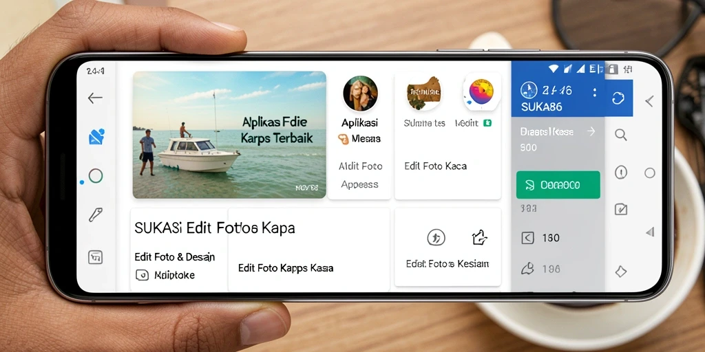 Antarmuka SUKA86 menampilkan berbagai alat Edit Foto Kertas Kaca.